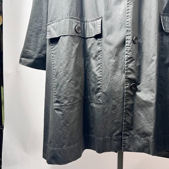 ESKANDER/Neiman Marcus Charcoal Linen/Pu Water Resistant Overcoat Sz 1 England - Picture 3 of 9